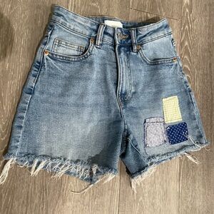 H&M Blue Denim Patchwork Women Shorts